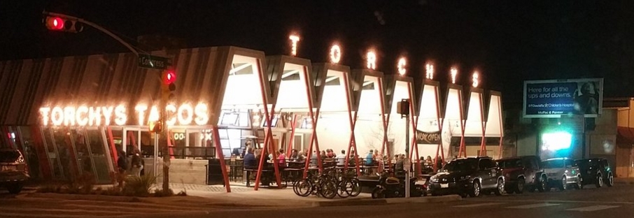 Image: Torchy’s Tacos by Chioco Design references 1950s roadside architecture Flip